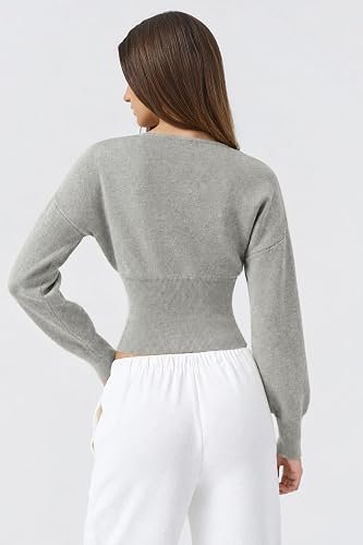 QINSEN Women's Lightweight Crewneck Cardigan - Alternative color or back view